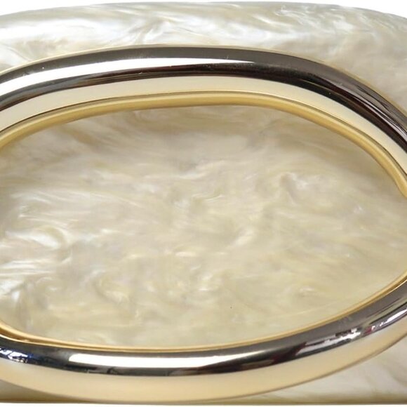 Premium Pearl White PU Leather Evening Clutch with Chain for Women - Picture 1 of 5